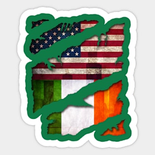 State Patty's Day Shirt - American Flag Irish Flag Sticker